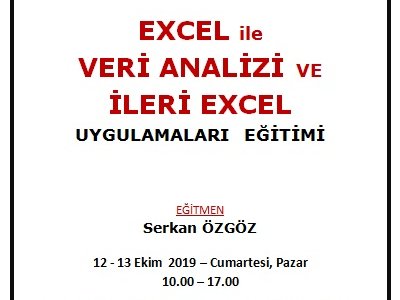 EXCEL İLE VERİ ANALİZİ VEİLERİ EXCEL UYGULAMALARIEĞİTİMİ