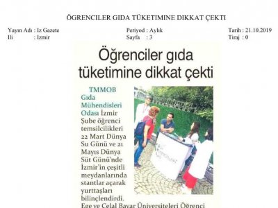 İZ GAZETE: ÖĞRENCİLER GIDA TÜKETİMİNE DİKKAT ÇEKTİ
