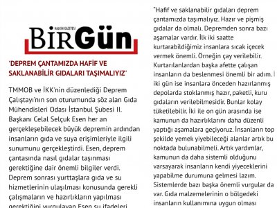 DEPREM ÇALIŞTAYI GAZETE DEMEÇLERİYK 2 BAŞKANI CSELÇUK ESEN