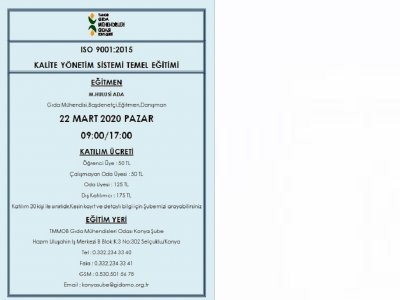 ISO 9001:2015 KALİTE YÖNETİM SİSTEMİ TEMEL EĞİTİMİ