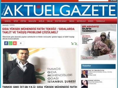 AKTÜEL VE GIDA GÜNDEMİ İNTERNET GAZETLERİTAKLİT VE TAĞŞİŞ PROBLEMİ VE ÇÖZÜMLERİ ÜZERİNEYK ÜYESİ FATİH TEKSÖZ