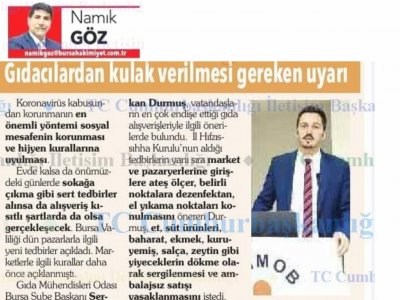 BASIN BİLDİRİSİCOVID19 VİRÜSÜNE YÖNELİK MARKET VE PAZAR YERLERİNDE UYGULANMASI GEREKEN TEDBİRLER