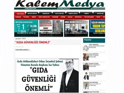 KALEM MEDYA İNTERNET SİTESİGIDA GÜVENLİĞİ ÖNEMLİBAŞKAN İSA TAHTA