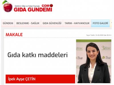 GIDA GÜNDEMİ İNTERNET SİTESİKATKI MADDELERİKOMİSYON BAŞKANI İPEK AYŞE ÇETİN