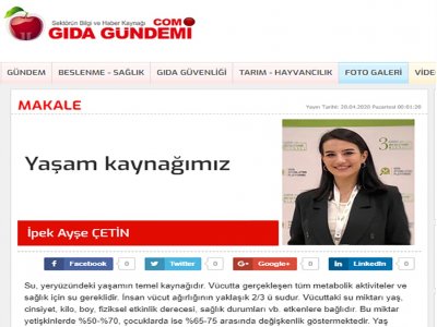 GIDA GÜNDEMİ İNTERNET SİTESİYAŞAM KAYNAĞIMIZ SUKOMİSYON BAŞKANI İPEK AYŞE ÇETİN