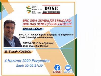 BRC GIDA GÜVENLİĞİ STANDARDI BRC GIDA BAŞ DENETÇİ BEKLENTİLERİONLİNE EĞİTİM