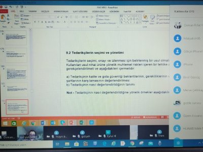 HACCP ÖN GEREKSİNİM PROGRAMLARI SEMİNERİMİZİ``ONLİNE`` GERÇEKLEŞTİRDİK