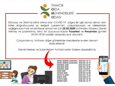 COVİD19 SALGINI SEBEBİYLE ÇALIŞMA SAATLERİ YENİDEN DÜZENLENDİ