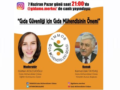“GIDA GÜVENLİĞİ İÇİN GIDA MÜHENDİSİNİN ÖNEMİ” INSTAGRAM CANLI YAYINIMIZI GERÇEKLEŞTİRDİK