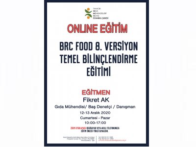 BRC FOOD 8 VERSİYON TEMEL BİLİNÇLENDİRME EĞİTİM DUYURUSU
