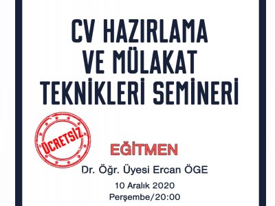 10 ARALIKCV HAZIRLAMA VE MÜLAKAT TEKNİKLERİ SEMİNERİDUYURU