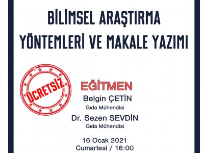 BİLİMSEL ARAŞTIRMA YÖNTEMLERİ VE MAKALE YAZIMIÇEVRİMİÇİ SEMİNER DUYURUSU