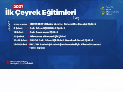 2021 YILI ŞUBAT AYI EĞİTİM TAKVİMİ DUYURUSU