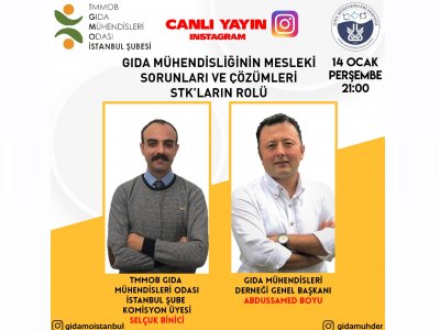CANLI YAYINDA GIDA MÜHENDİSLİĞİNİN MESLEKİ SORUNLARI VE ÇÖZÜMLERİ İLE STK`LARIN ROLÜ KONUŞULDU