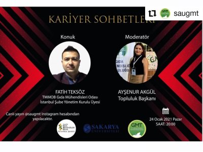 FATİH TEKSÖZ SAKARYA ÜNİVERSİTESİ GIDA MÜHENDİSLİĞİ TOPLULUĞUNUN YAYIN KONUĞU OLDU24012021