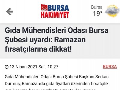 BASIN AÇIKLAMASI ``RAMAZAN AYINDA GIDA FIRSATÇILARI İLE MÜCADELE ANCAK ETKİN GIDA DENETİMLERİ İLE YAPILABİLİR
HALKIMIZIN GÜVENİLİR VE SAĞLIKLI GIDAYA ERİŞİMİ GÜVENCE ALTINA ALINMALIDIR``
