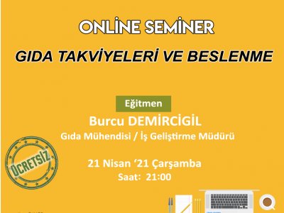 GIDA TAKVİYELERİ VE BESLENME ONLİNE SEMİNER DUYURUSU