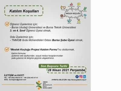 MESLEK KOÇLUĞU PROJESİ2PROJE DÖNEMİ BAŞVURULARI BAŞLADI SON KATILIM TARİHİ: 28 NİSAN 2021
