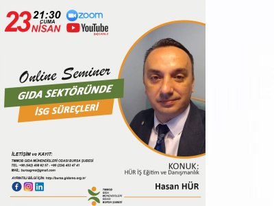 GIDA SEKTÖRÜNDE İSG SÜREÇLERİ SEMİNERONLİNE ÜCRETSİZ