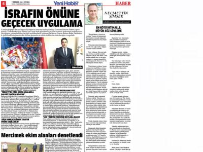 YENİ HABER GAZETESİ GIDA BANKACILIĞI İSRAFI ÖNLEYECEK 07 MAYIS 2021