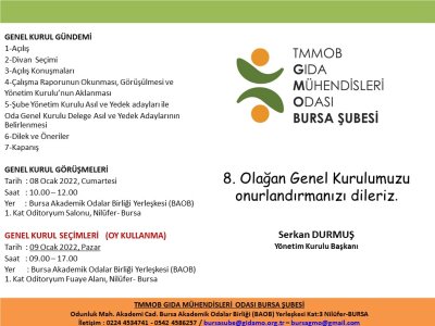 BURSA ŞUBE 8OLAĞAN GENEL KURUL SÜRECİ`NDE