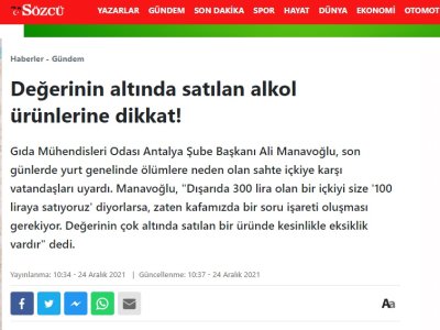 SÖZCÜ GAZETESİNİN İNTERNET SİTESİNDE YAYINLANAN DHA RÖPORTAJI