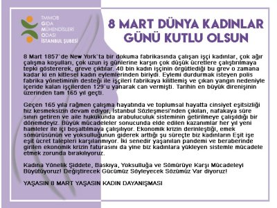 8 MART DÜNYA KADINLAR GÜNÜ KUTLU OLSUN