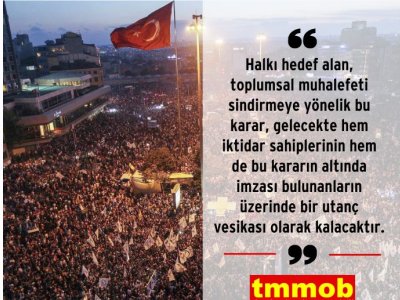 TMMOB BASIN AÇIKLAMASI KİMSE DOKUNAMAZ BİZİM SUÇSUZLUĞUMUZA