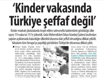 ÜLKEMİZDE SALMONELLA KRİZİNİN YÖNETİM EKSİKLİKLERİ VE YAPILMASI GEREKENLER KONULU BASIN AÇIKLAMAMIZ BASINDA GENİŞ YER ALDI