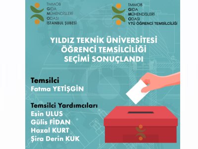 TMMOB GIDA MÜHENDİSLERİ ODASI YILDIZ TEKNİK ÜNİVERSİTESİ ÖĞRENCİ TEMSİLCİLİĞİ SEÇİMİ SONUÇLANDI