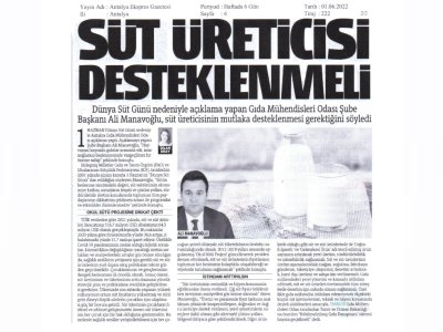 SÜT ÜRETİCİSİ DESTEKLENMELİ