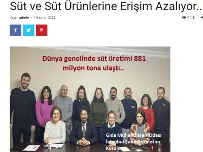 SÜT VE SÜT ÜRÜNLERİNE ERİŞİM AZALIYOR KONULU BASIN AÇIKLAMAMIZ BASINDA YER ALDI