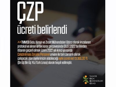2022 YILI İKİNCİ YARISI İÇİN ÇALIŞTIRILMASI ZORUNLU PERSONEL ÇZP ÜCRETİ BELİRLENDİAYRICA TMMOB TARAFINDAN BU UNVAN HARİCİNDE ÇALIŞAN MÜHENDİS MİMAR VE ŞEHİR PLANCILARININ DA ÜCRETLERİ BELİRLENDİ