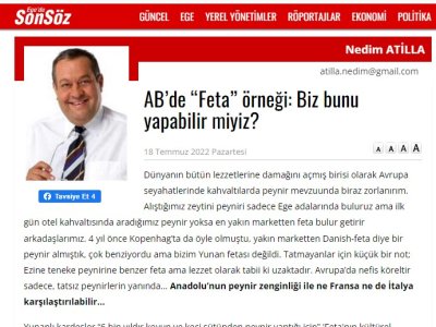 EGE`DE SONSÖZ: AB`DE FETA ÖRNEĞİ: BİZ BUNU YAPABİLİR MİYİZ