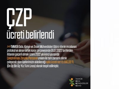 2022 YILI İKİNCİ YARISI İÇİN ÇALIŞTIRILMASI ZORUNLU PERSONEL ÇZP ÜCRETİ BELİRLENDİAYRICA TMMOB TARAFINDAN BU UNVAN HARİCİNDE ÇALIŞAN MÜHENDİS MİMAR VE ŞEHİR PLANCILARININ DA ÜCRETLERİ BELİRLENDİ