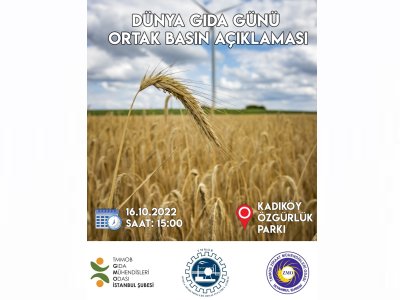 📢 16 EKİM DÜNYA GIDA GÜNÜ ORTAK BASIN AÇIKLAMASINA DAVET 