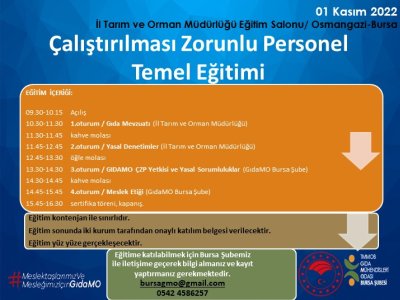 ÇALIŞTIRILMASI ZORUNLU PERSONEL TEMEL EĞİTİMİ