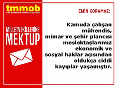 TMMOB TARAFINDAN KAMUDA ÇALIŞAN MÜHENDİS MİMAR VE ŞEHİR PLANCILARININ ÖZLÜK HAKLARI VE EKONOMİK TALEPLERİ İLE İLGİLİ HAZIRLANAN KANUN TEKLİFLERİ MİLLETVEKİLLERİNE İLETİLDİ