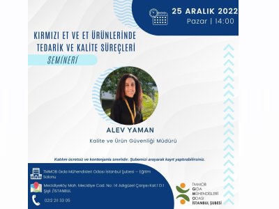 📢 KIRMIZI ET VE ET ÜRÜNLERİNDE TEDARİK VE KALİTE SÜREÇLERİ SEMİNER DUYURUSU