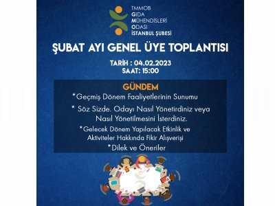 ŞUBAT AYI GENEL ÜYE TOPLANTI DUYURUSU