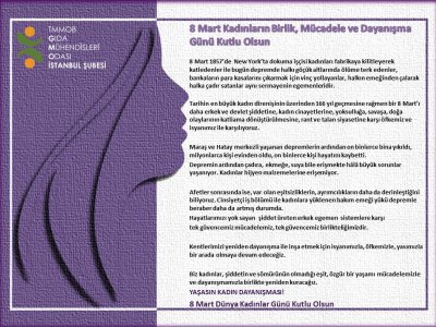 8 MART KADINLARIN BİRLİK MÜCADELE VE DAYANIŞMA GÜNÜ KUTLU OLSUN