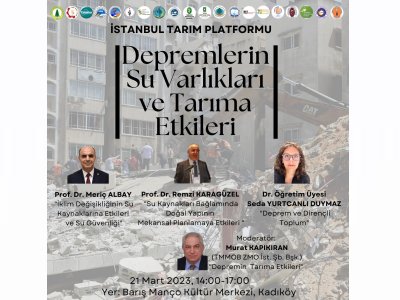 📢 İSTANBUL TARIM PLATFORMU 22 MART DÜNYA SU GÜNÜ DEPREMLERİN SU VARLIKLARI VE TARIMA ETKİLERİ PANEL DUYURUSU