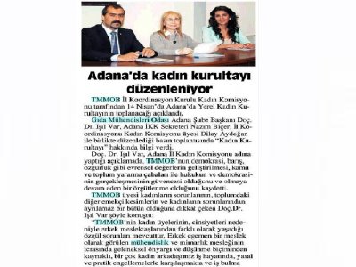ADANA`DA TMMOB YEREL "KADIN KURULTAYI" TOPLUYOR
