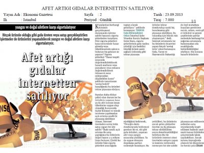 EKONOMİ GAZETESİAFET ARTIĞI GIDALAR İNTERNETTEN SATILIYOR