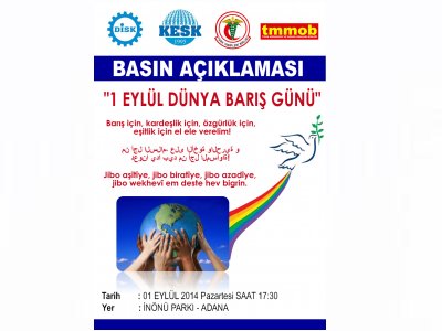 1 EYLÜL DÜNYA BARIŞ GÜNÜ BASIN AÇIKLAMASI