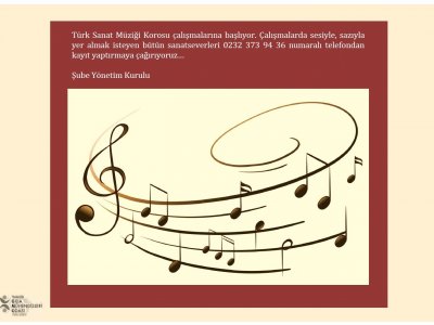 TÜRK SANAT MÜZİĞİ KOROSU ÇALIŞMALARINA BAŞLIYOR