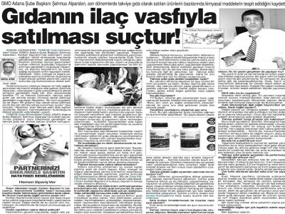 GIDANIN ILAÇ VASFIYLA SATILMASI SUÇTUR