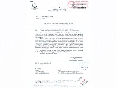 İÇME VE KULLANMA SULARI İLE İLGİLİ OLARAK SAĞLIK BAKANLIĞI TÜRKİYE HALK SAĞLIĞI KURUMU İLE YAPTIĞIMIZ YAZIŞMA