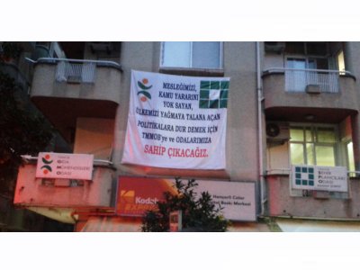 TORBA YASAYA KARŞI OLUŞUMUZUN NEDENLERİNDEN BAZILARINI ŞUBE BİNAMIZA ASTIĞIMIZ PANKARTTA İFADE EDİYORUZ