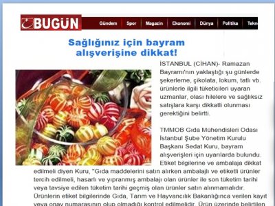 BUGÜN GAZETESİSAĞLIĞINIZ İÇİN BAYRAM ALIŞVERİŞİNE DİKKAT